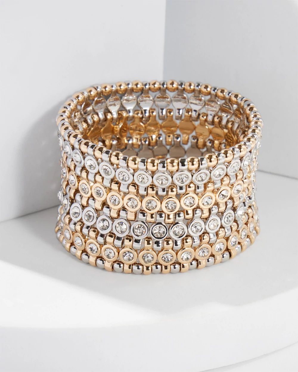 Pave Accent Wide Stretch Bracelet